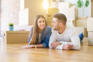 Young couple just moved into house