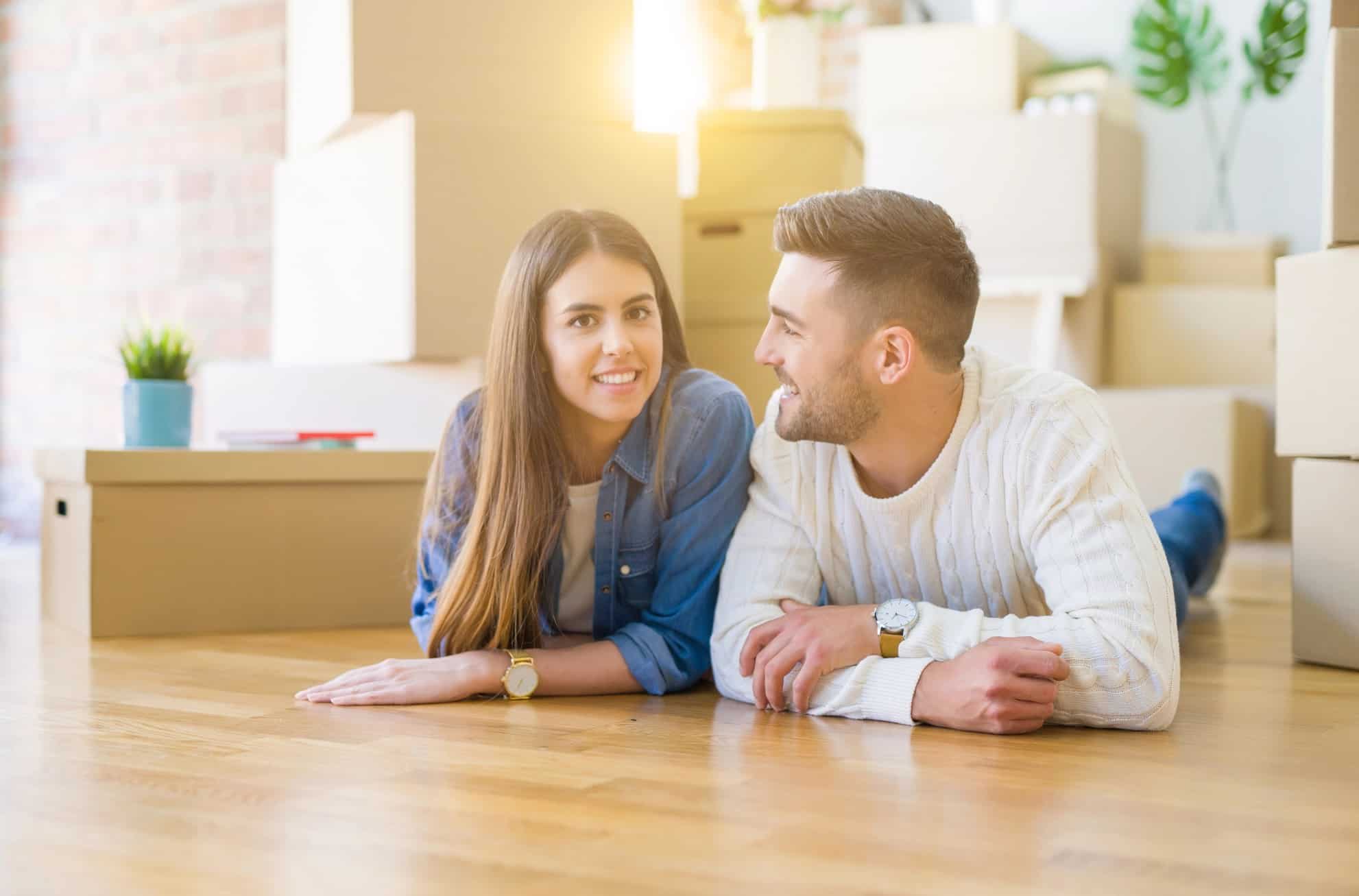 Young couple just moved into house